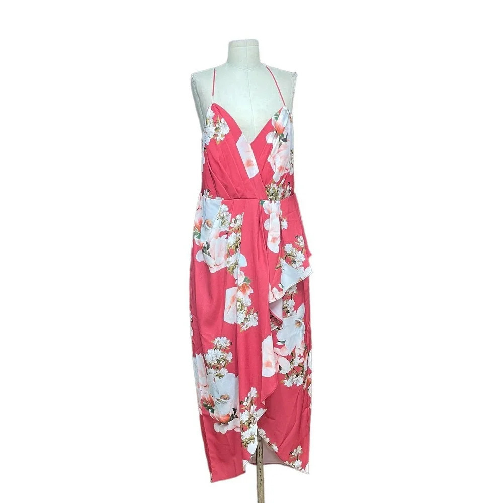 City Chic Lotus Love Dress Raspberry Pink White Plus Size 12 - Picture 2 of 11